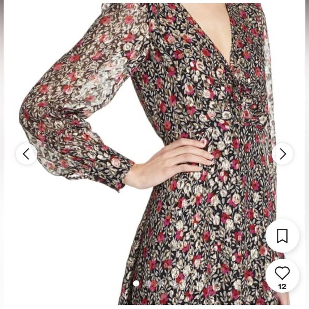 EUC Kate Spade black pink floral dress silk 8